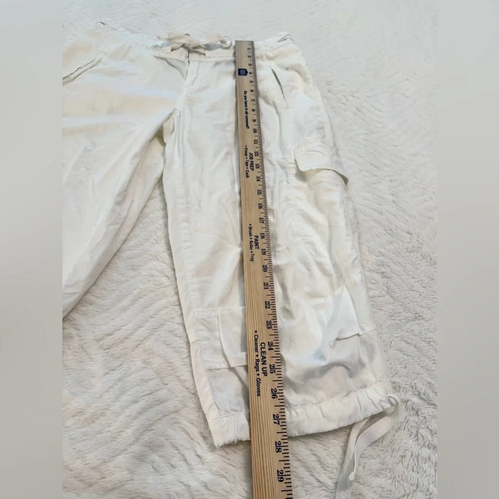 Norma Kamali White Cargo Capri Pants Womens Sz 4 100% Cotton Adjustable Y2K - Picture 9 of 12
